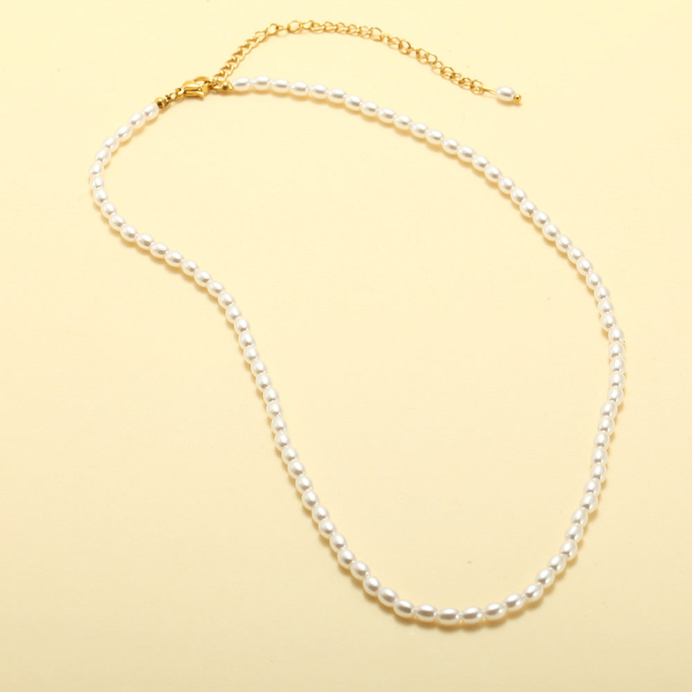Niche Ins Style Oval Shell Pearl And Pearl Necklace Simple All-match Clavicle Chain