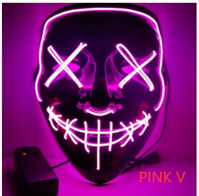 Black V Halloween Horror Glowing Mask