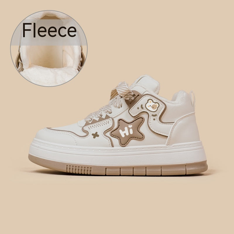 Chaussures de planche décontractées en peluche haute coupe pour femmes en hiver