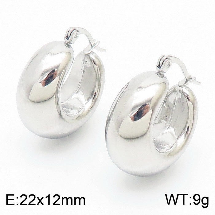Clip d'oreille brillant en forme de U en acier titane plaqué boucles d'oreilles creuses 18 carats