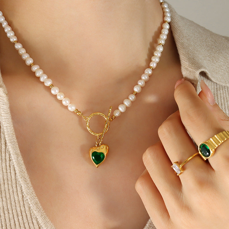 Women's Zircon Heart Shaped Love Titanium Steel Necklace