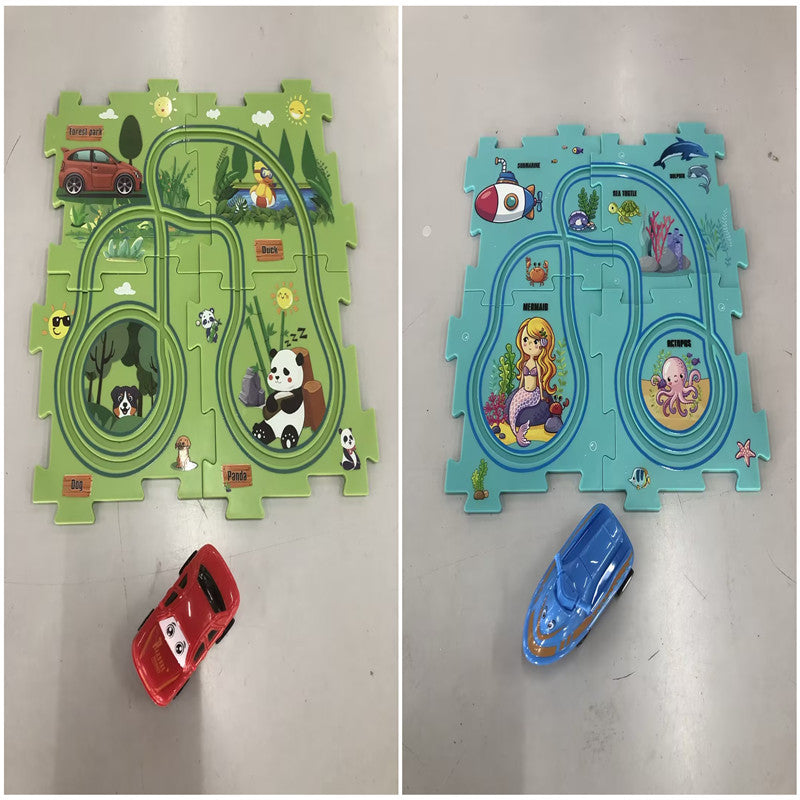 Puzzle pour enfants, vitesse de chemin de fer électrique, assemblage de voiture électrique automatique, scène de ville, Construction, jouet éducatif, cadeau