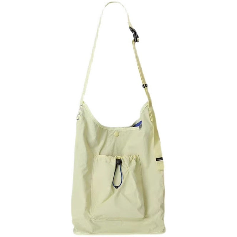Bolso tipo cubo de nailon informal, sencillo y ligero, con cordón