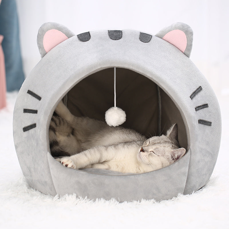 Preciosa cama para gatos, cálida casa para mascotas