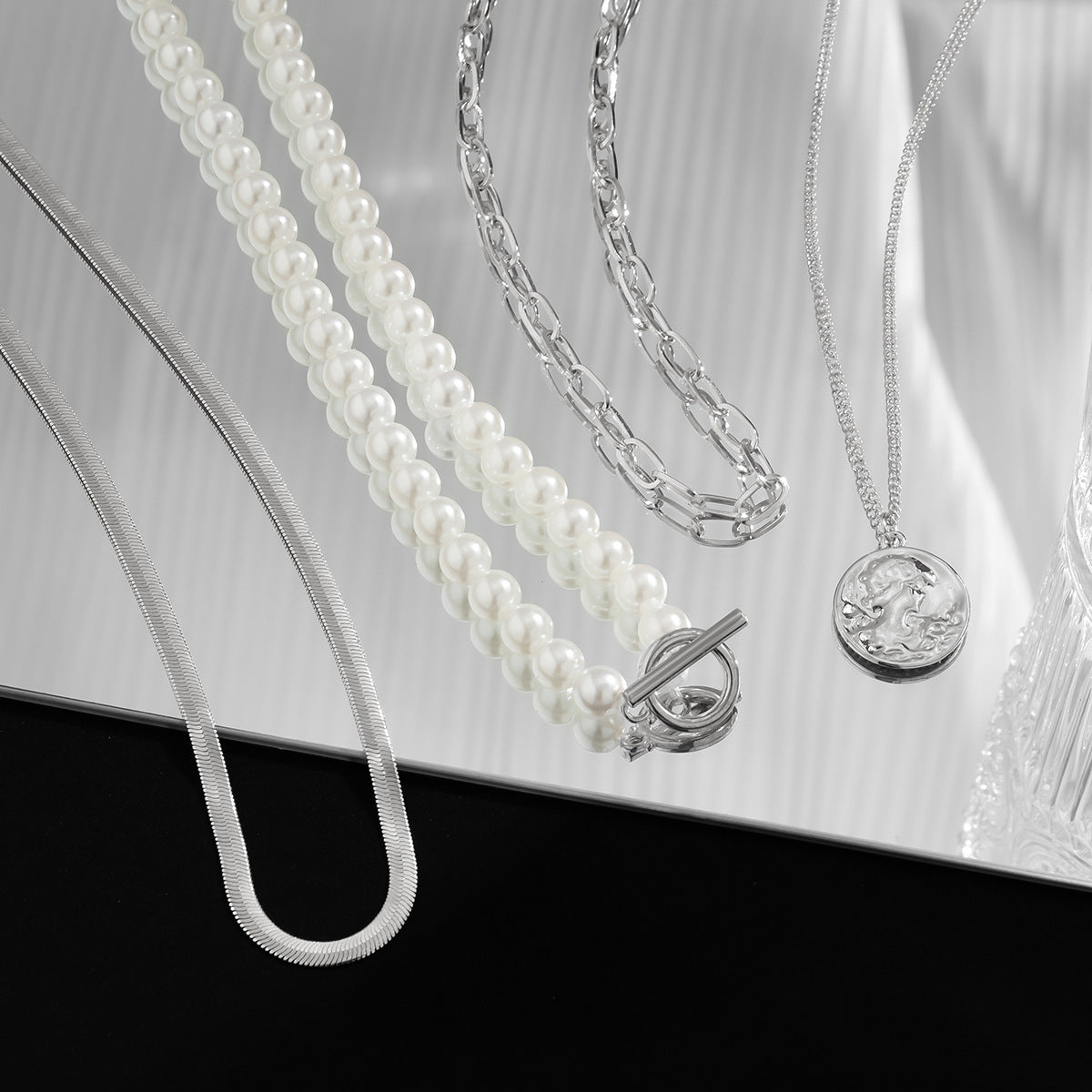 European And American Stitching Pearl Necklace For Men