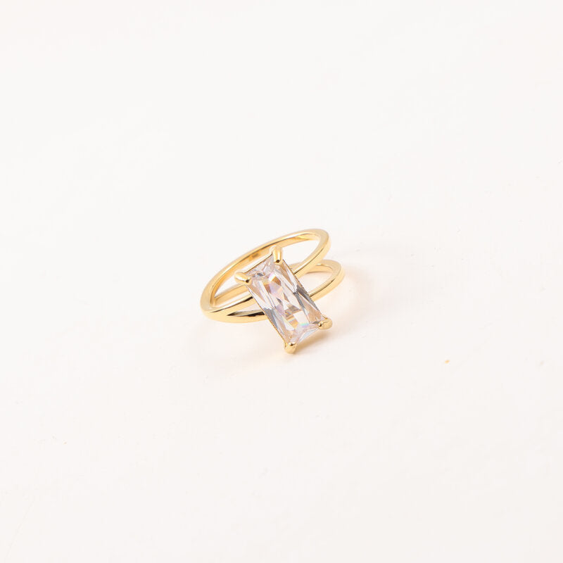 Anillo largo de circón a la moda para mujer