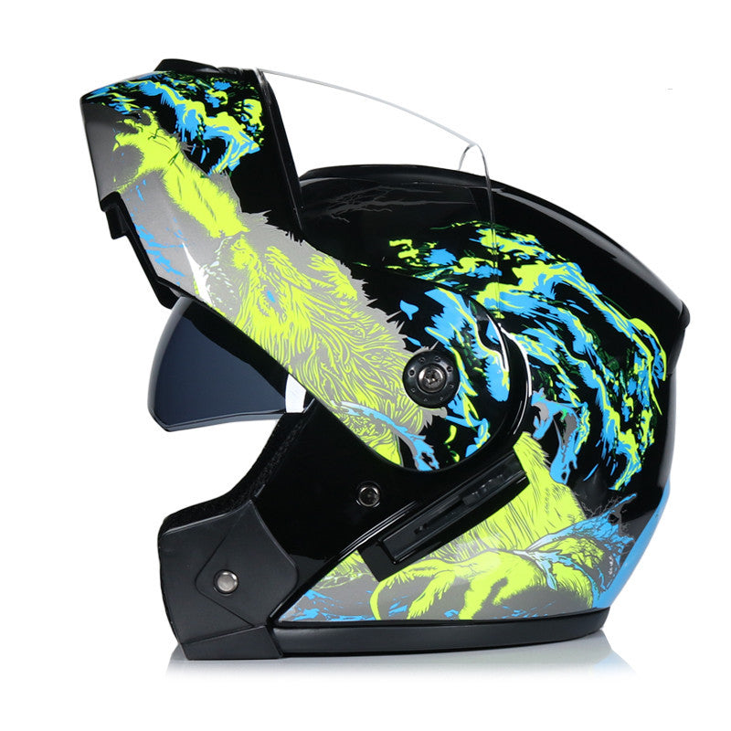 Casco descubierto de doble lente para motocicleta de invierno