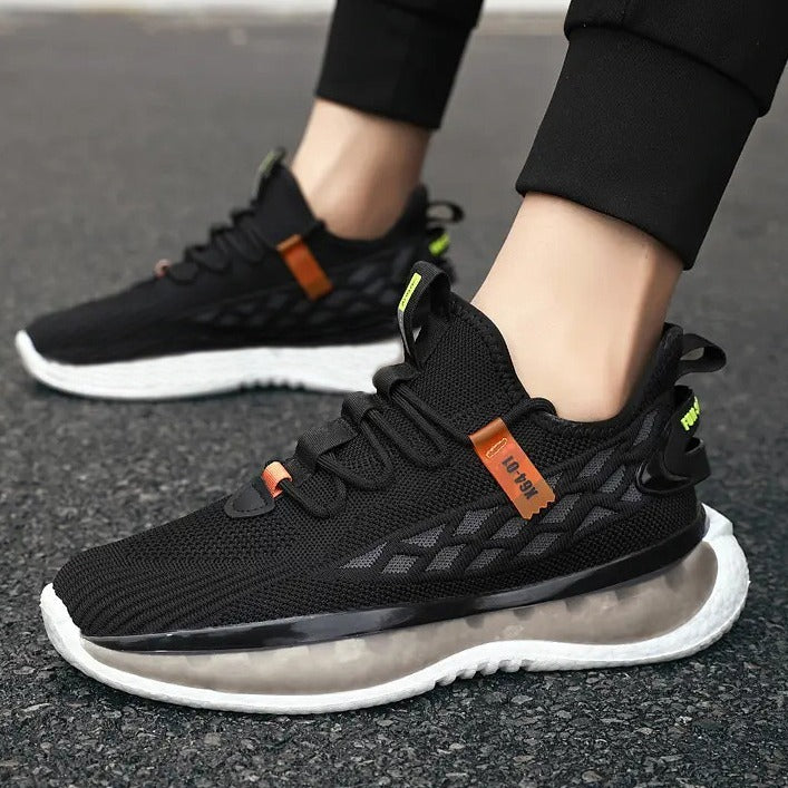 Zapatos deportivos para correr para estudiantes, informales, transpirables, de malla tejida con mosca para hombre