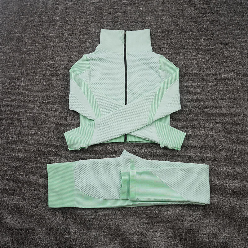Costume de yoga de sport de pantalon de fitness extensible trois pièces