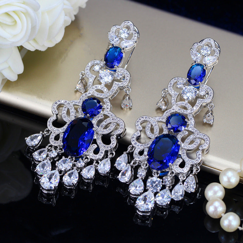Boucles d'oreilles exagérées en Zircon incrusté de Micro pour femmes