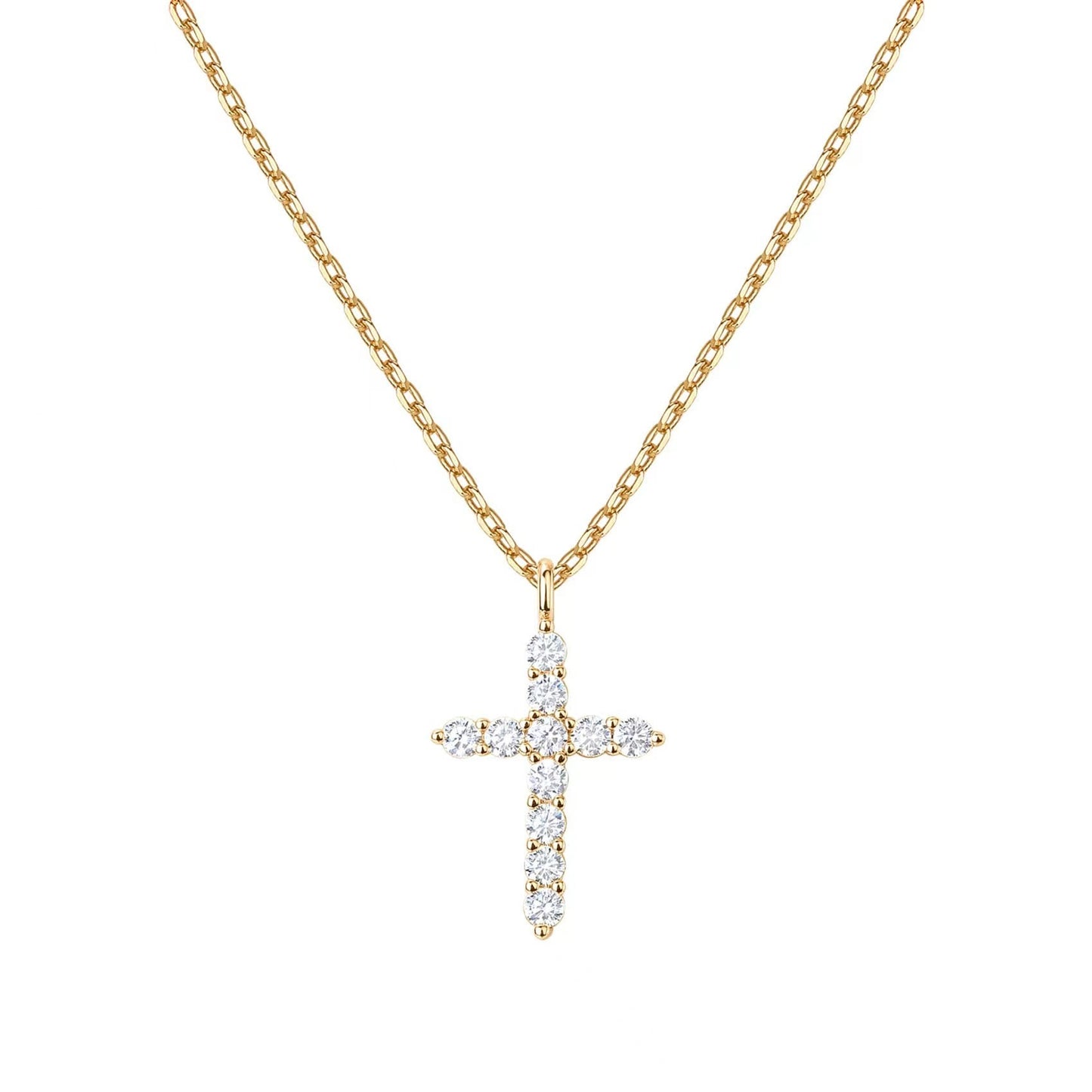 925 Sterling Silver Cross Item Full Diamond Necklace