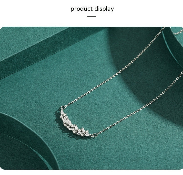 S925 Sterling Silver Niche Necklace Women's Light Luxury High-grade Micro-inlaid Necklace All-match Pendant