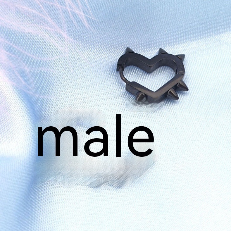 Boucles d'oreilles à rivets d'amour en acier inoxydable, cône de pêche en forme de cœur, anneau en os, Clip d'oreille