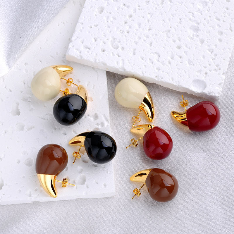 Boucles d'oreilles à tige creuses en forme de larme pour femmes