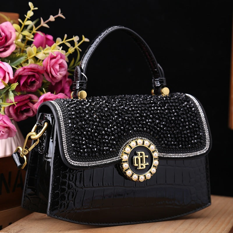 Mode nouveau sac à bandoulière portable en cuir verni diamant