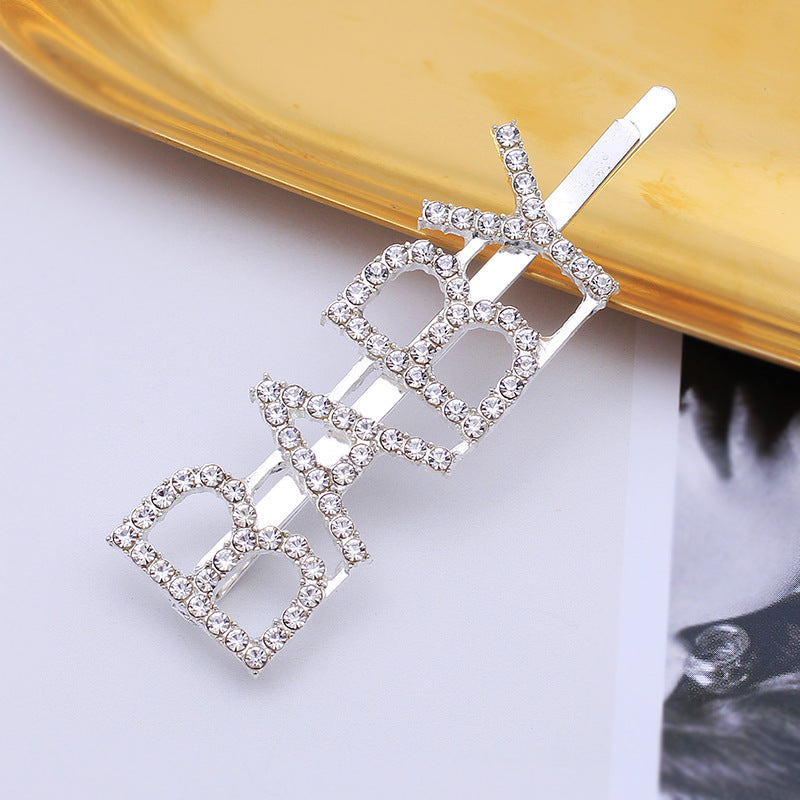 Letra Clip lateral Flequillo Diamante de imitación