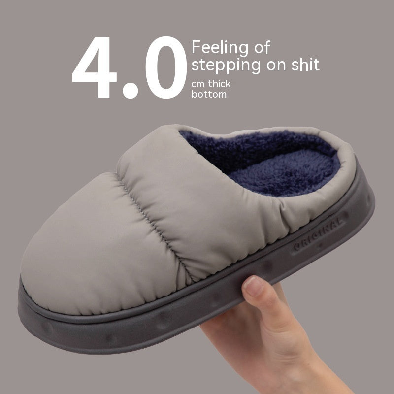 Pantoufles en coton imperméables en latex et peluche chaudes antidérapantes pour la maison