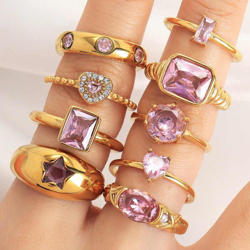 Fantasy Loving Heart Zircon Titanium Steel Ring