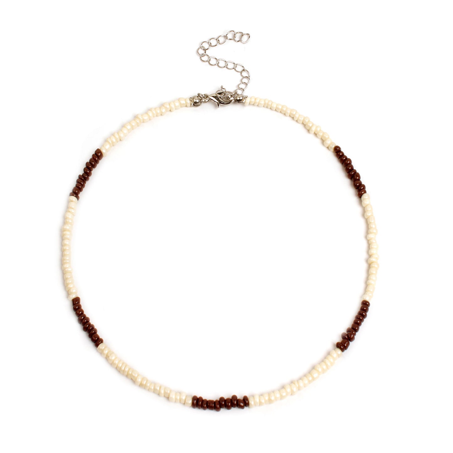 Collier pour femme en perles de verre blanc naturel, doux et simple