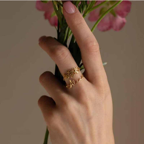 Anillo Flor Diciembre Plata S925 Cumpleaños