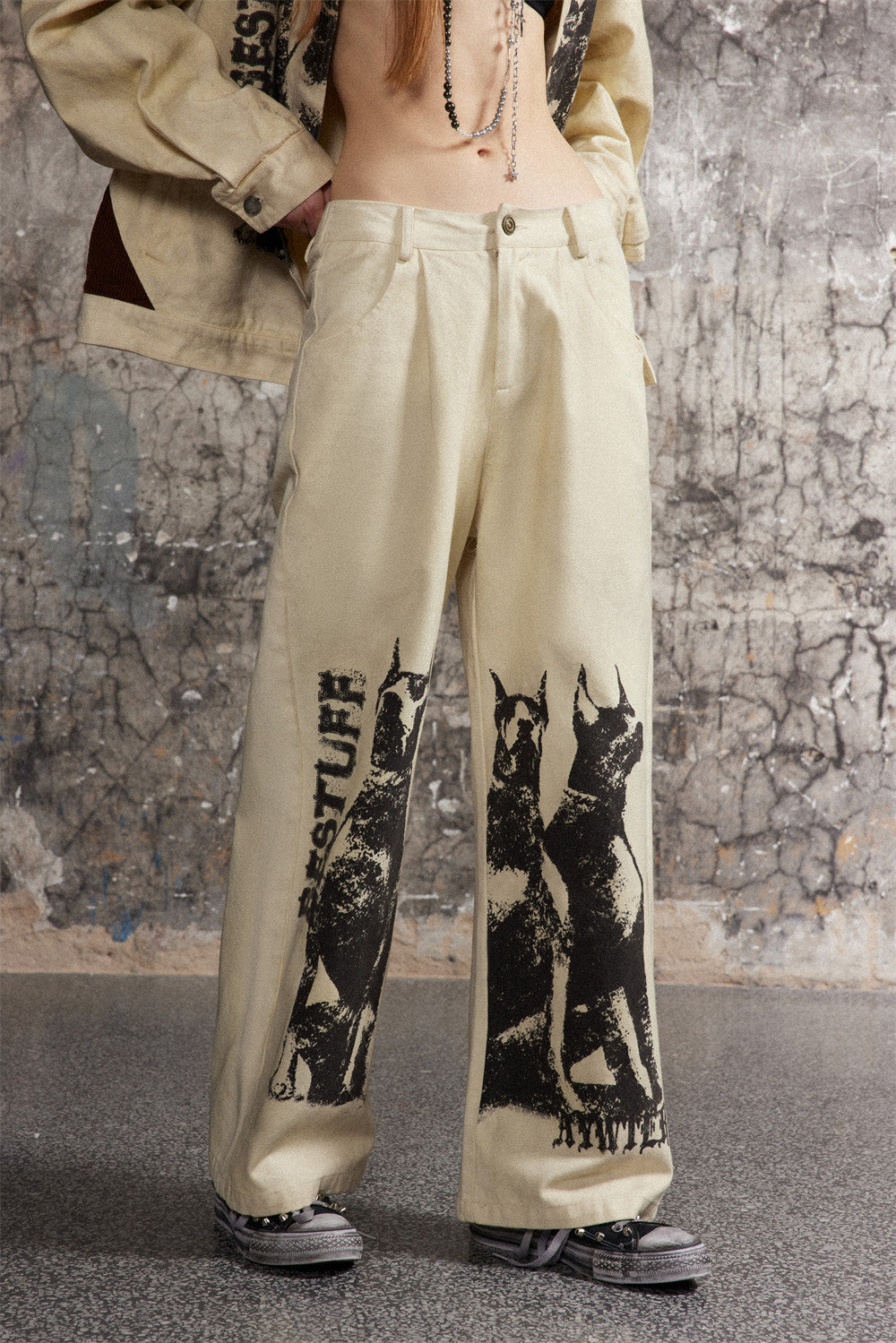 Doberman Pinscher Printed Trousers Men's Hip Hop Loose