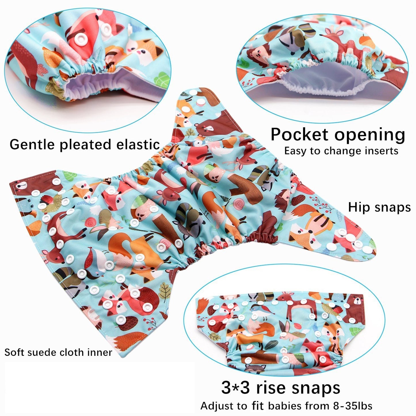 Couches lavables pour bébé imprimées par un dessin animé mignon