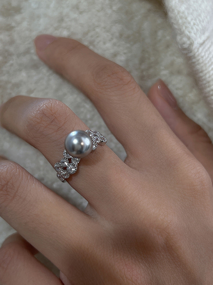 Bague de luxe en perles de Zircon Ins Light