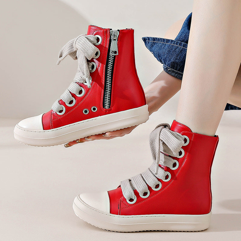 Petites bottes en cuir de rue style collège