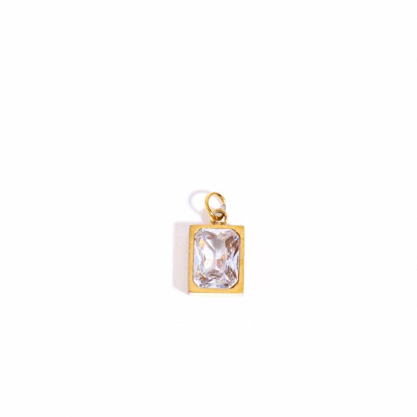 Collier double couche en acier inoxydable et zircon carré en or 18 carats