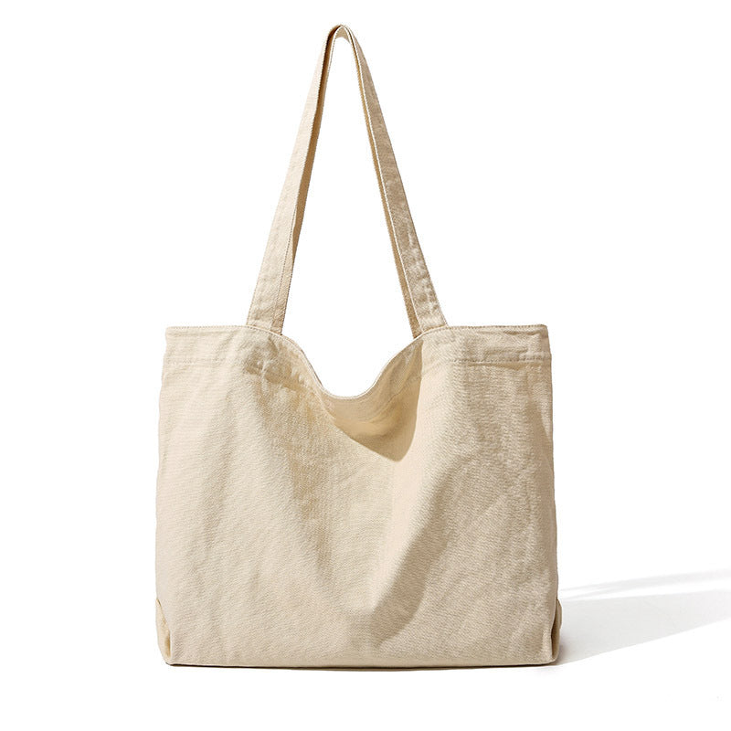 Plain Simple One-shoulder Canvas Bag