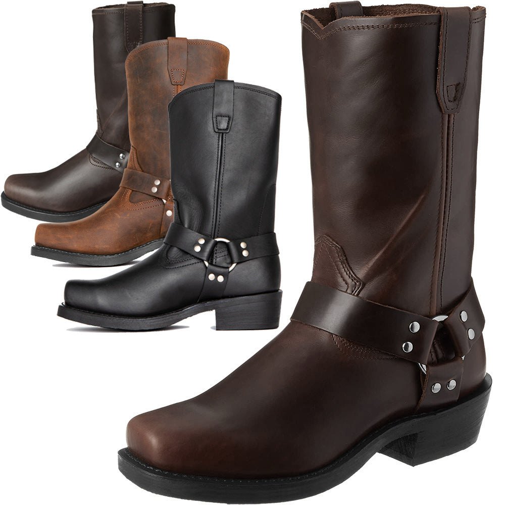 Bottes courtes à la mode pour hommes, chaussures à talon carré