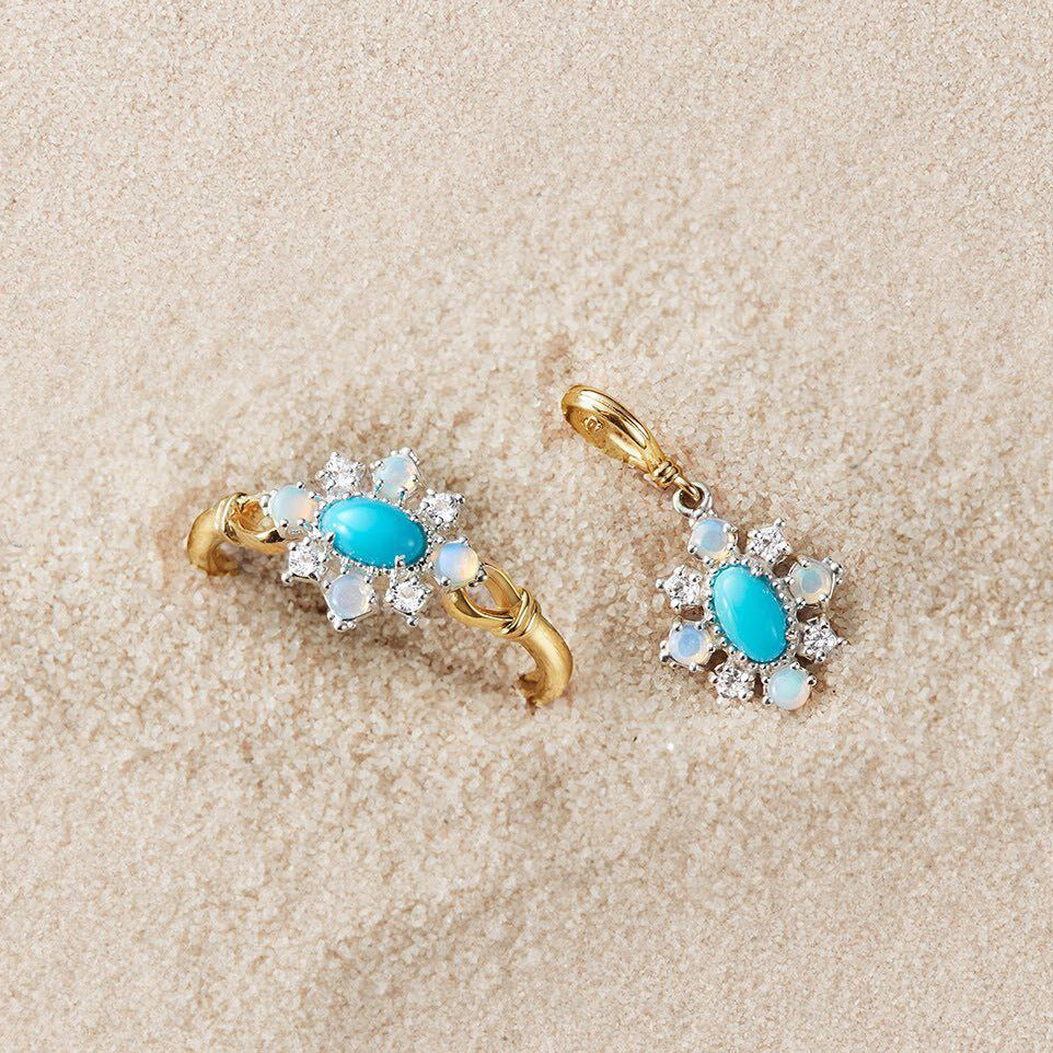 Bague Opale Naturelle Losange Turquoise Argent 925