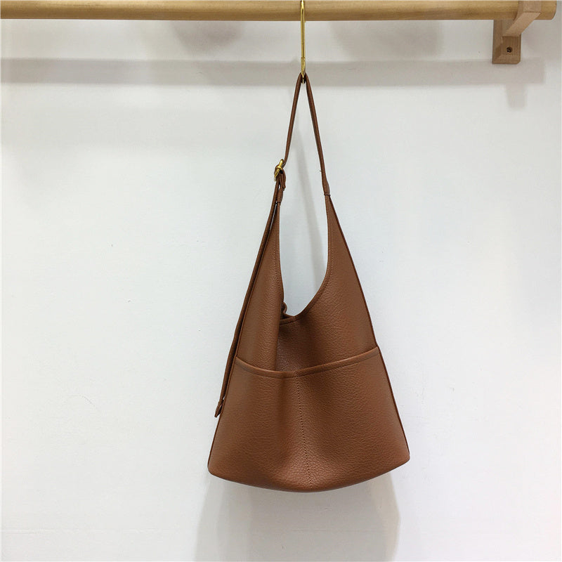 Sac fourre-tout Simple et facile à assortir, sac à bandoulière en cuir souple de grande capacité