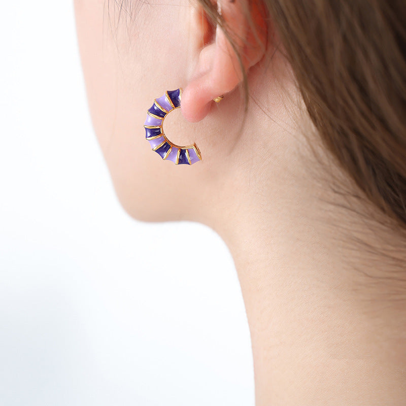 Boucles d'oreilles collier d'huile colorée en forme de U