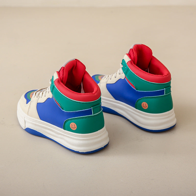 Chaussures blanches montantes pour femmes, chaussures de Skate de sport décontractées à fond épais