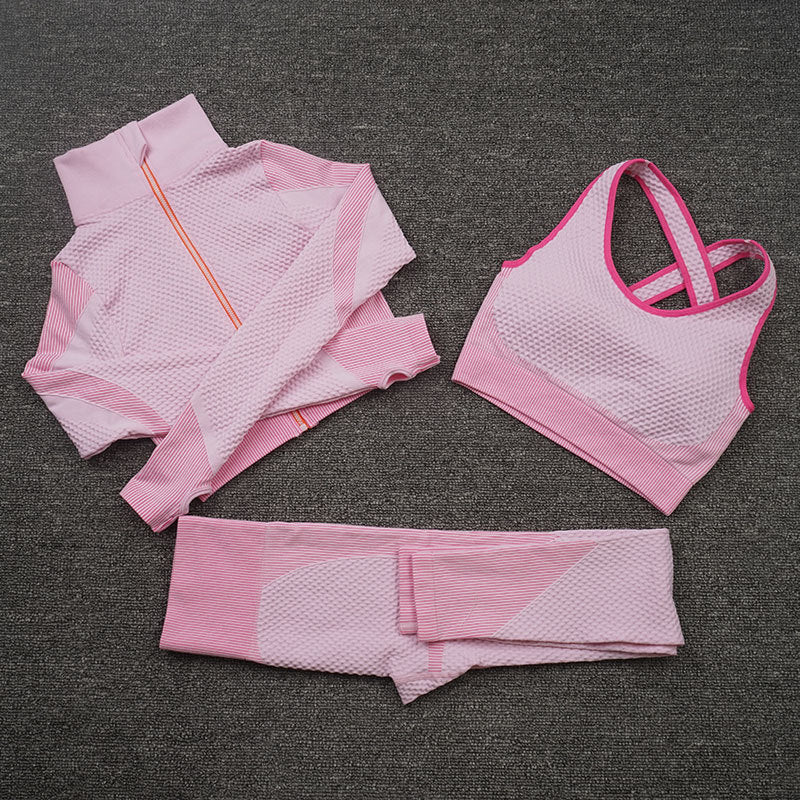 Costume de yoga de sport de pantalon de fitness extensible trois pièces