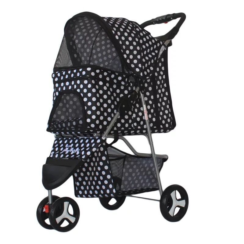 Carrito plegable ligero para mascotas, cochecito para perros y gatos, cochecito para mascotas de tres ruedas, suministros para cochecito para perros