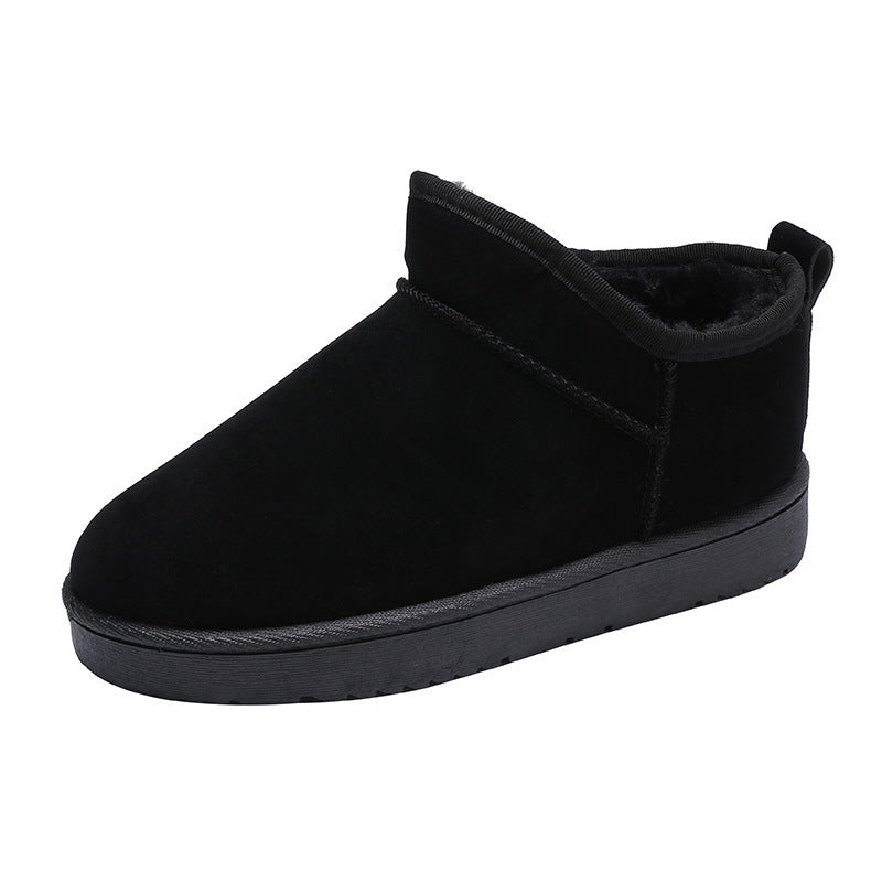 Chaussures en coton de couleur unie, bottes courtes de sport décontractées doublées de polaire