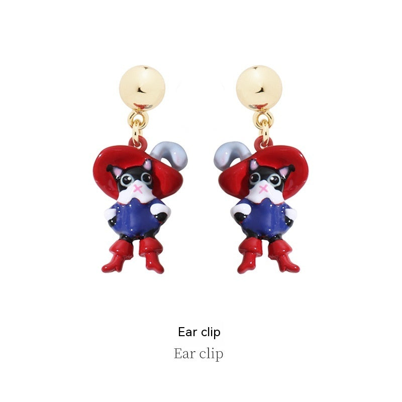 Clous d'oreilles chat bleu vêtements en bottes