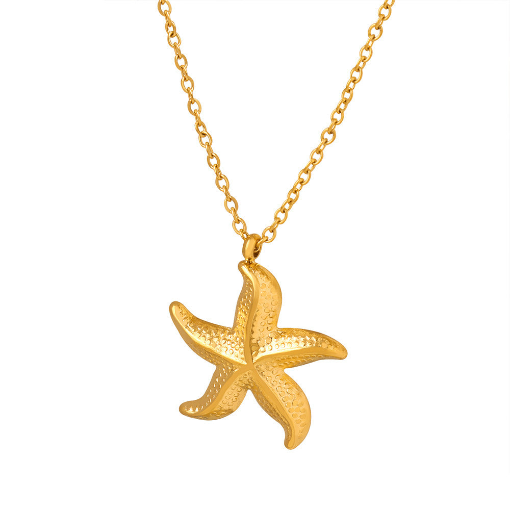 Collier de Niche Style vacances à la mode, pendentif étoile de mer, or 18 carats, ne se décolore pas