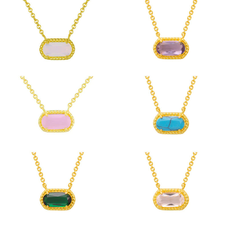 Collier ovale incrusté de turquoise à la mode