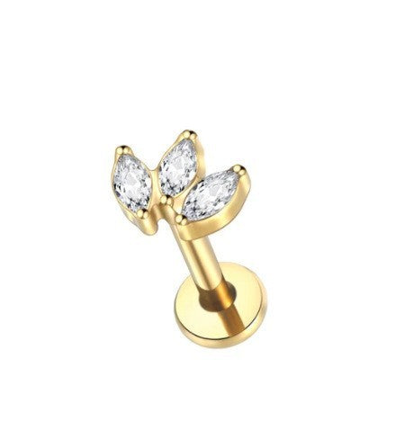 Couronne d'oreille en titane pur, fil interne, chaîne, pendentif, clous d'oreille, trèfle, Labret, produit de perçage