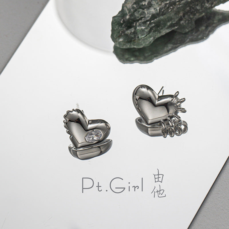 Pendientes Corazón Irregular Aguja de Plata 925