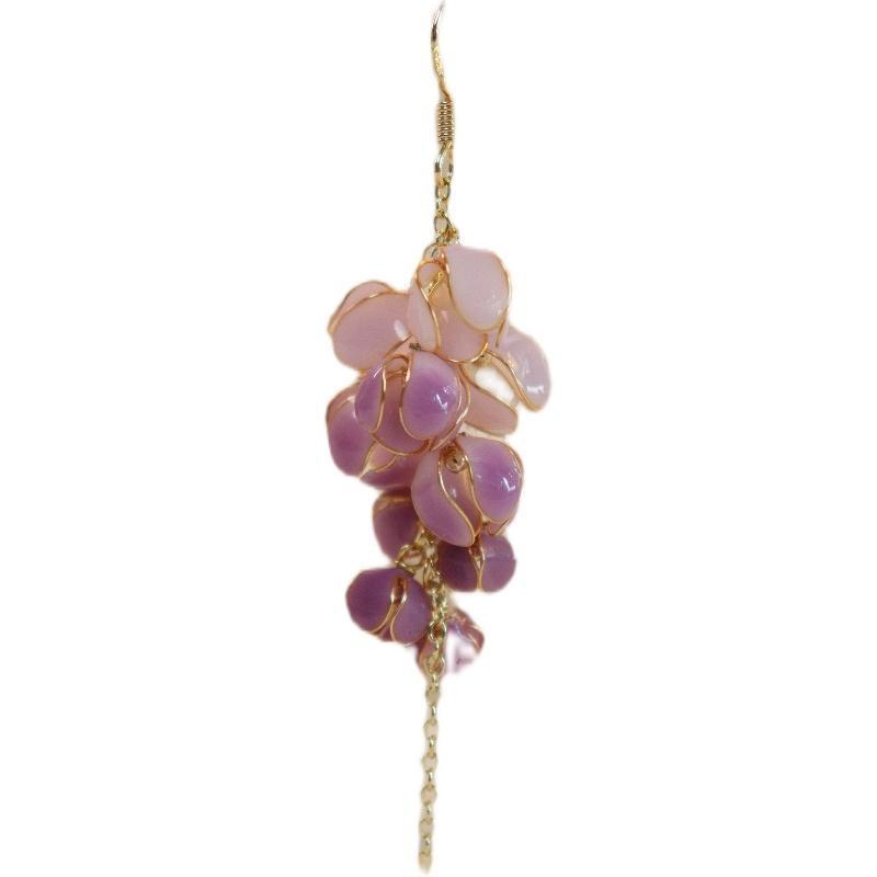 Boucles d'oreilles fleur de glycine tempérament original