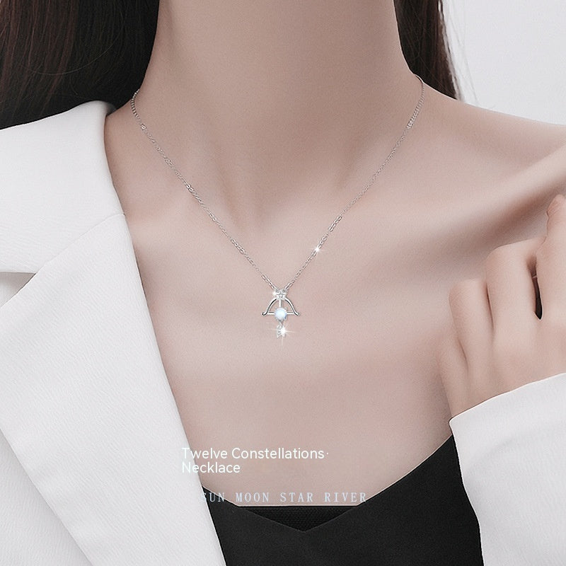 Collier en argent Sterling 925 avec douze constellations pour femmes, Design d'intérêt particulier, luxe léger