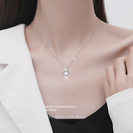 Twelve Constellation Sterling Silver 925 Necklace For Women Special-interest Design Light Luxury