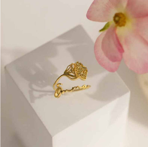 Anillo Flor Diciembre Plata S925 Cumpleaños
