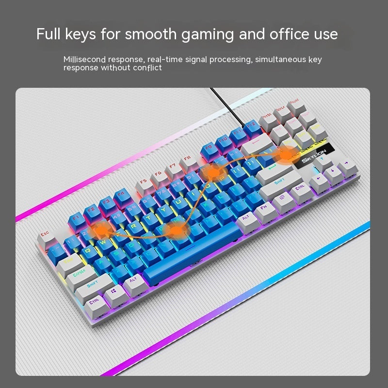 Teclado con cable mecánico K87, eje verde, eje rojo