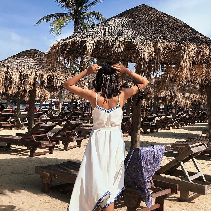 Hippie Daim Coin Bohème Perlé Gland Collier Bande De Cheveux À Double Usage