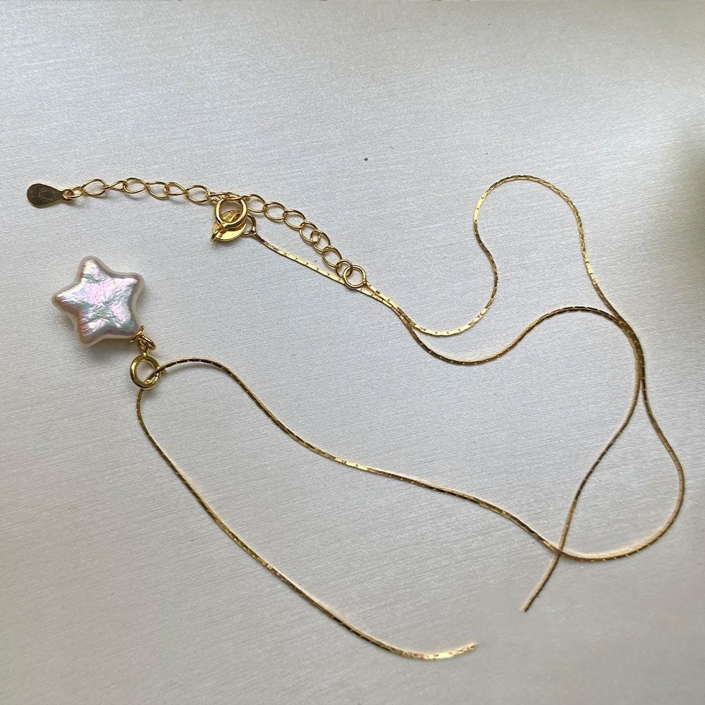 Collier Simple Etoiles Coeur Perle d'Eau Douce